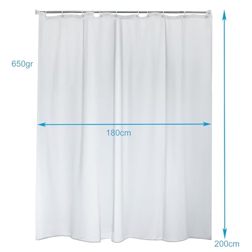 Intirilife Duschvorhang Textil Weiß 180x200 cm waschbar
