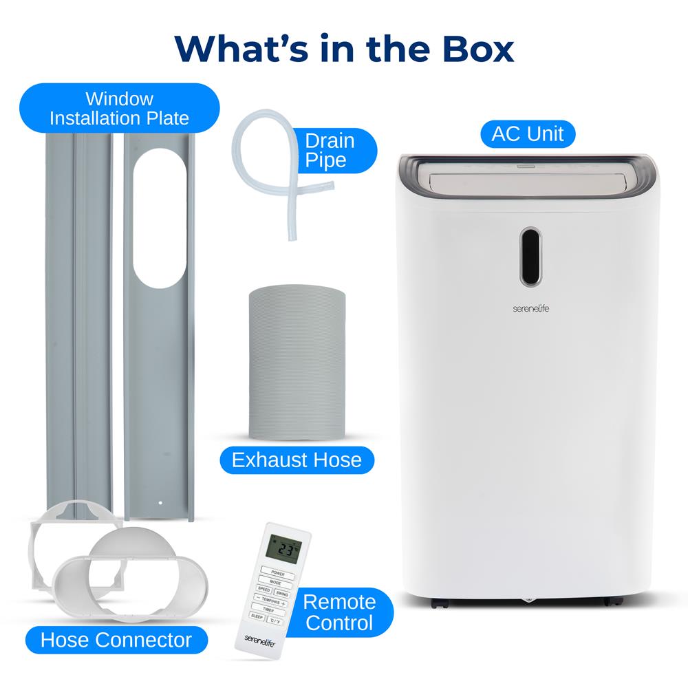 Serenelife Portable AC Klimagerät Mobil 14000 BTU Weiß Entfeuchter