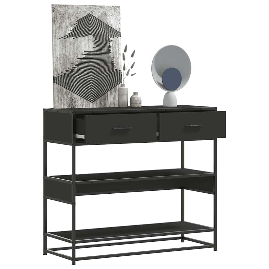 vidaXL Konsolentisch Schwarz 90x35x80 Holzwerkstoff Ablage