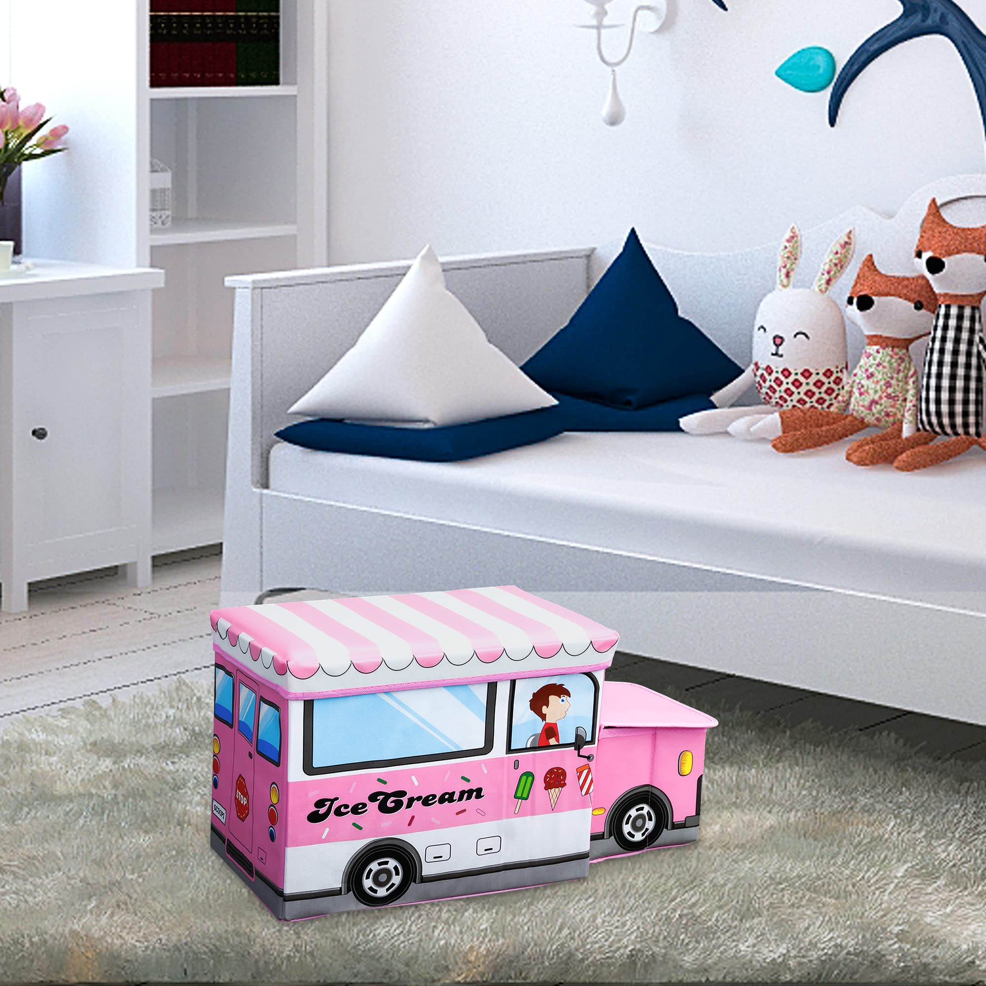 Intirilife Sitzhocker Sitzbank Eiswagen 55x31x26cm Kunstleder