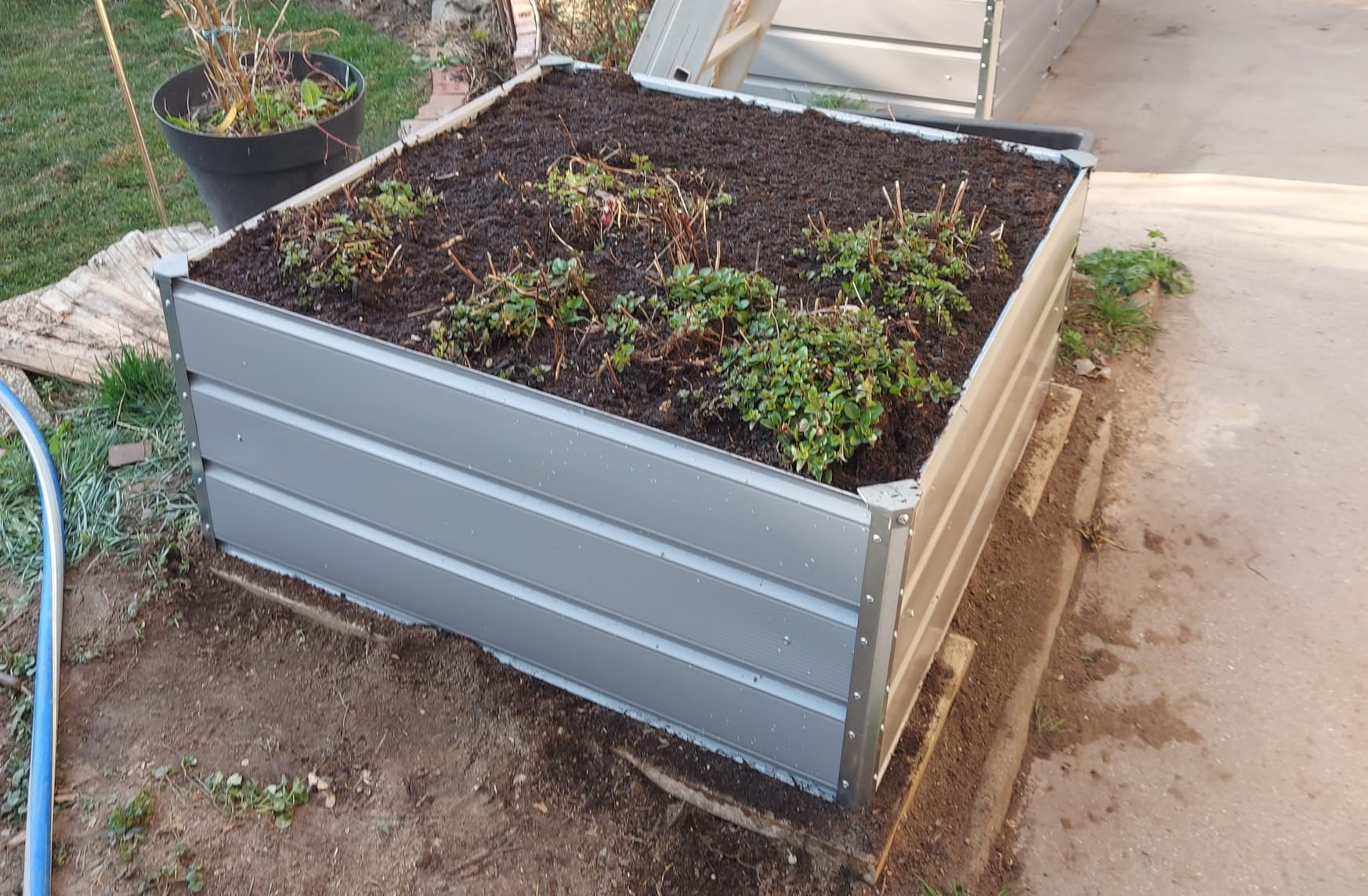 vidaXL Heim & Garten Pflanzkübel 100x100x45 cm Elfenbein Stahl