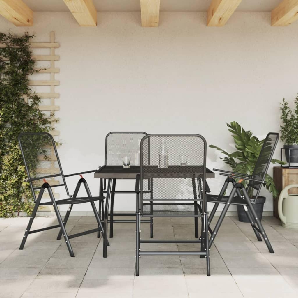 vidaXL Garten Essgruppe 5-tlg klappbar Sitzgruppe anthrazit Metall