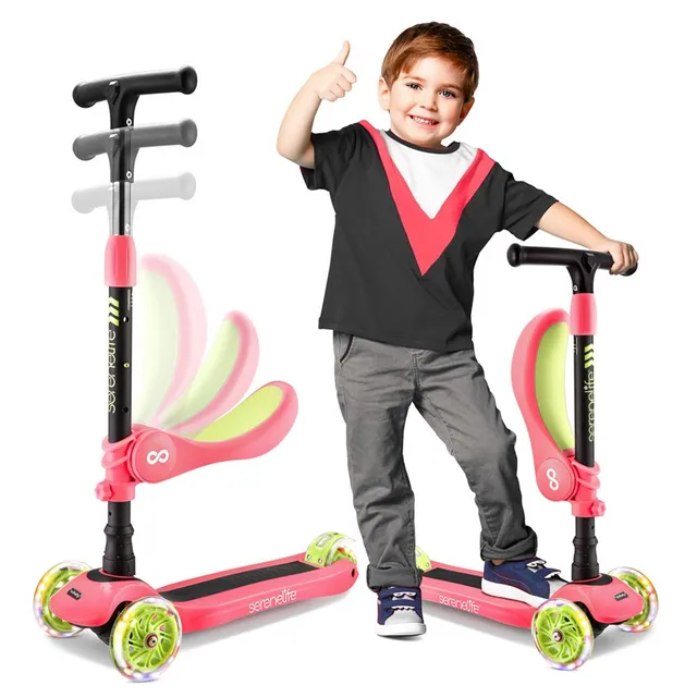 SereneLife Scooters Kinderroller 3-Rad mit Sitz LED