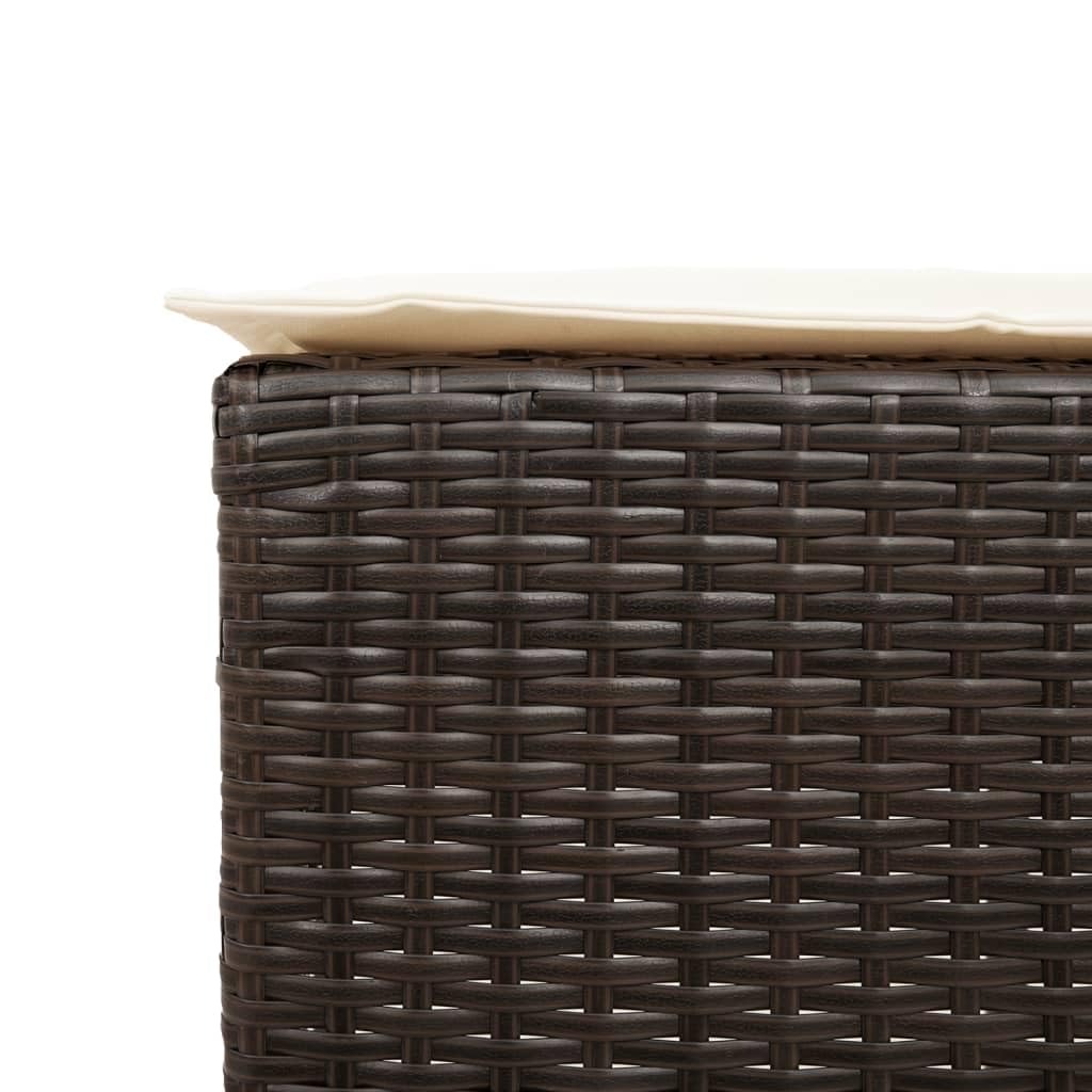 vidaXL Gartenbar-Set 3-TLG Poly Rattan Braun mit Kissen