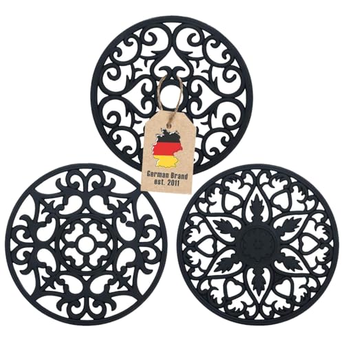 Intirilife Topfuntersetzer Silikon Schwarz 19,5 cm 3 Stück