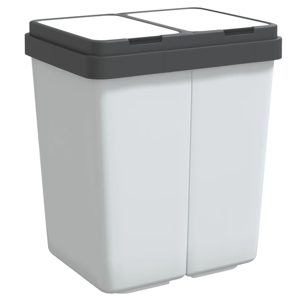 vidaXL Duo Mülleimer Weiß 2x25 L Trennsystem Küche
