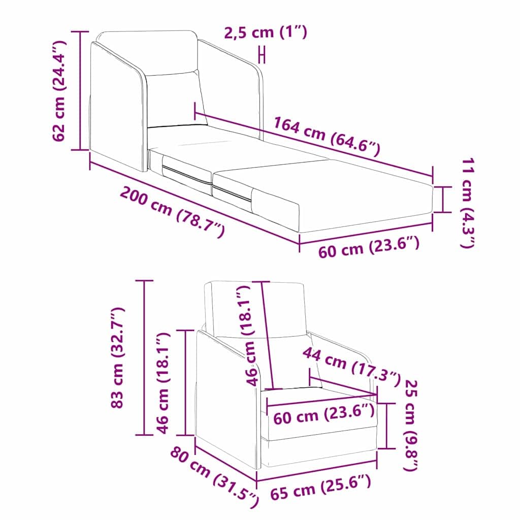 vidaXL Schlafsofa Hellgrau 65x80 cm Stoff Schlafcouch