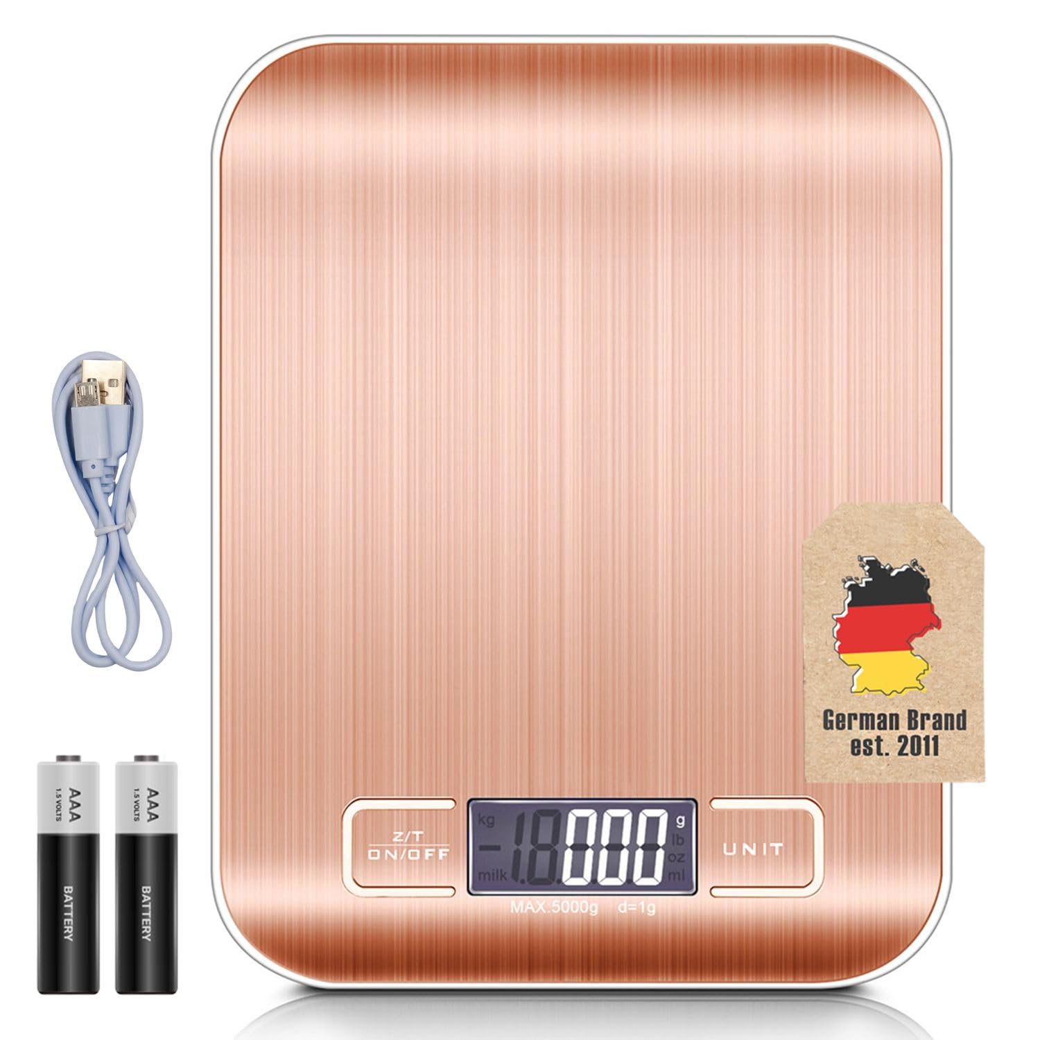 Intirilife Digitale Küchenwaage 5 kg Silber Edelstahl Tara