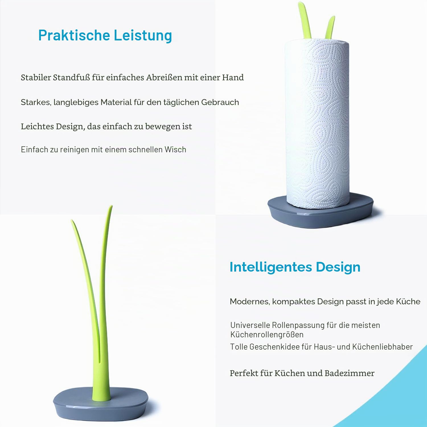 Intirilife Küchenrollenhalter Blatt-Optik Grün 32,5 cm Plastik