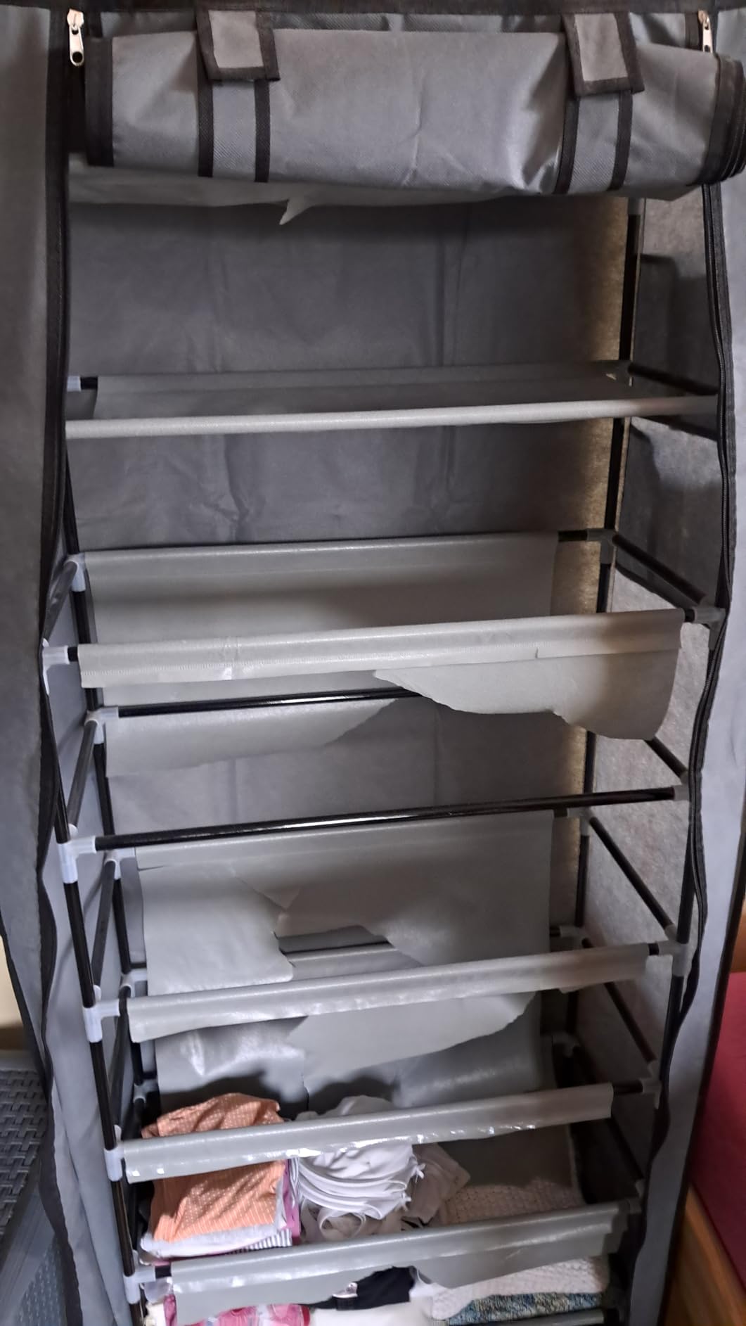 Intirilife Faltschrank 170x58x28 cm Stoffschrank Asch Grau