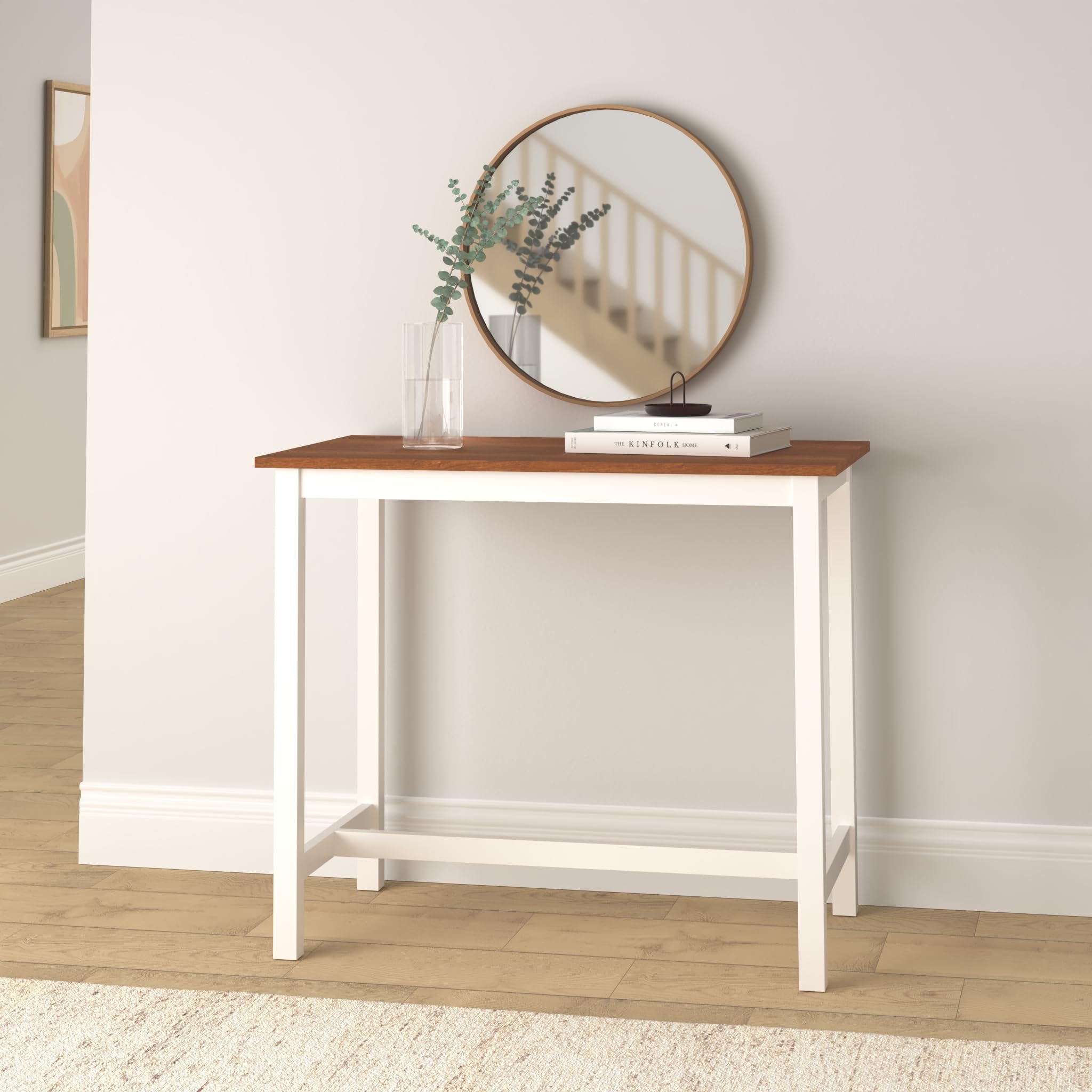 vidaXL Bartisch 108x60x91 cm Massivholz braun-weiß