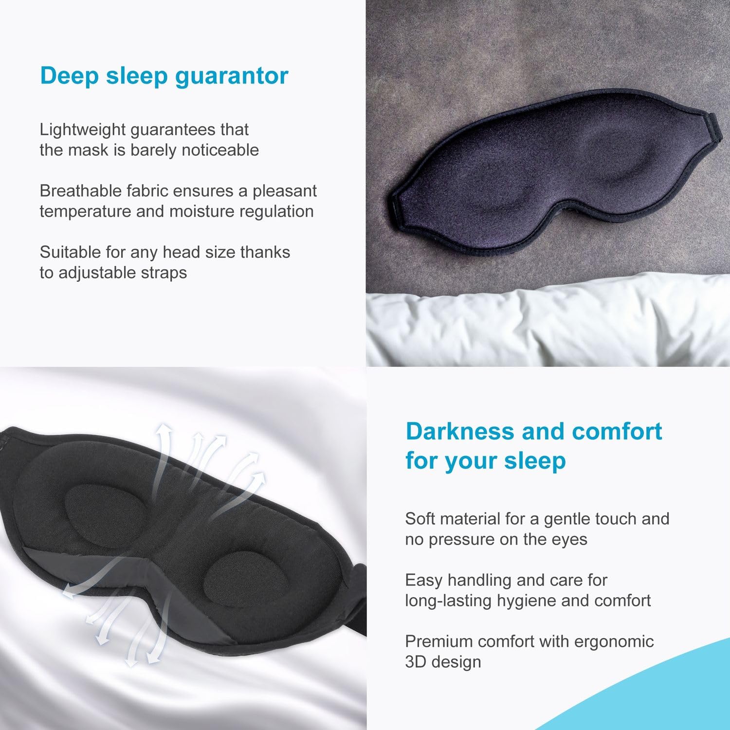 Intirilife Reise Schlafmaske Schwarz 3D Memory Foam