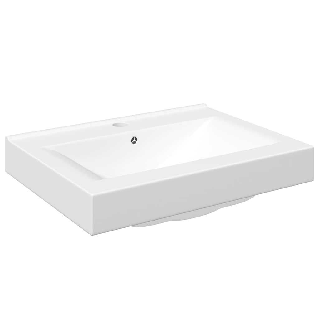 vidaXL Waschbecken Keramik Rechteckig Weiß 60x46 cm Hahnloch