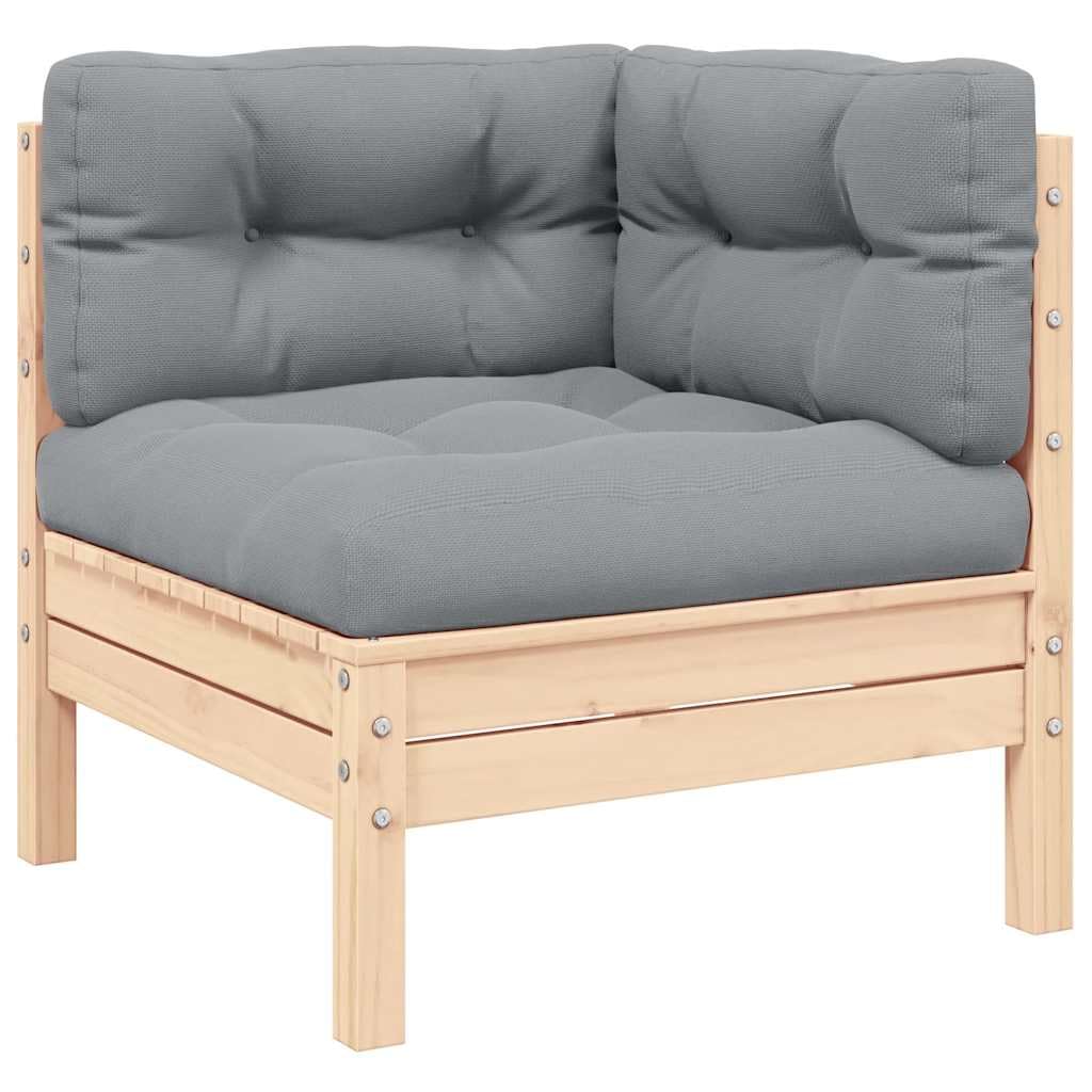 vidaXL Garten Ecksofa Modular Kiefer Braun Grau Kissen Lounge