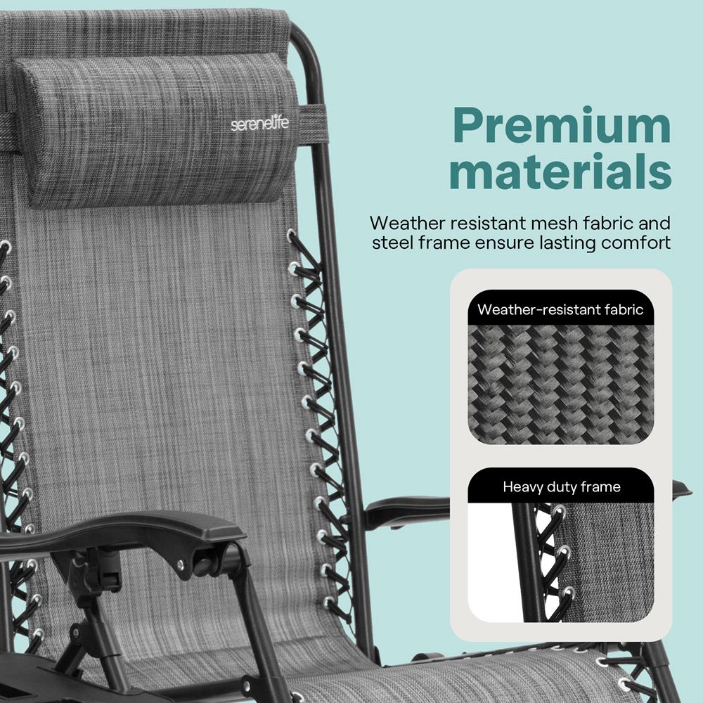Serenelife Furniture Schwerelos-Liegestuhl 2er Set grau