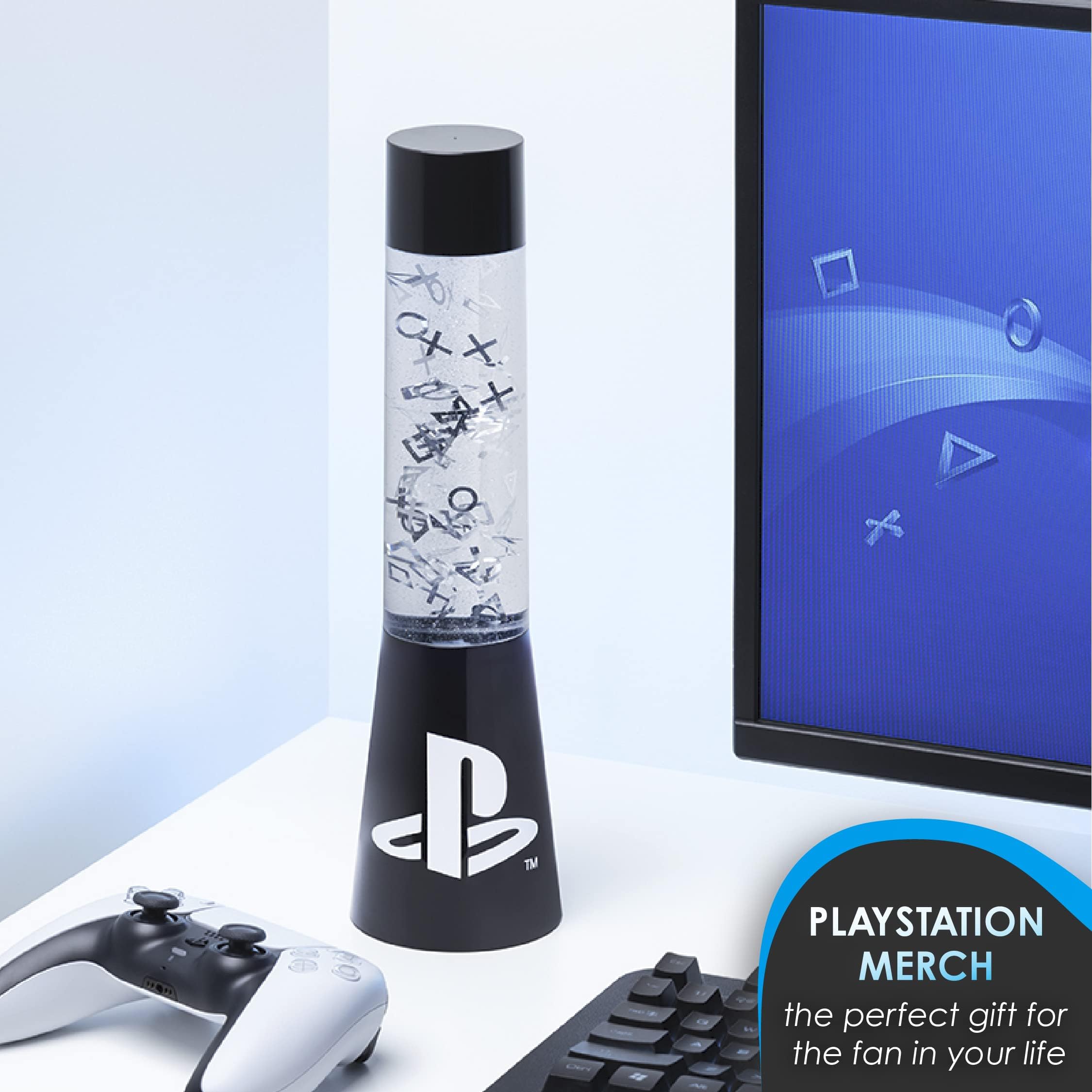 Paladone Playstation Flow-Lampe 33 cm Glitzer Blau USB