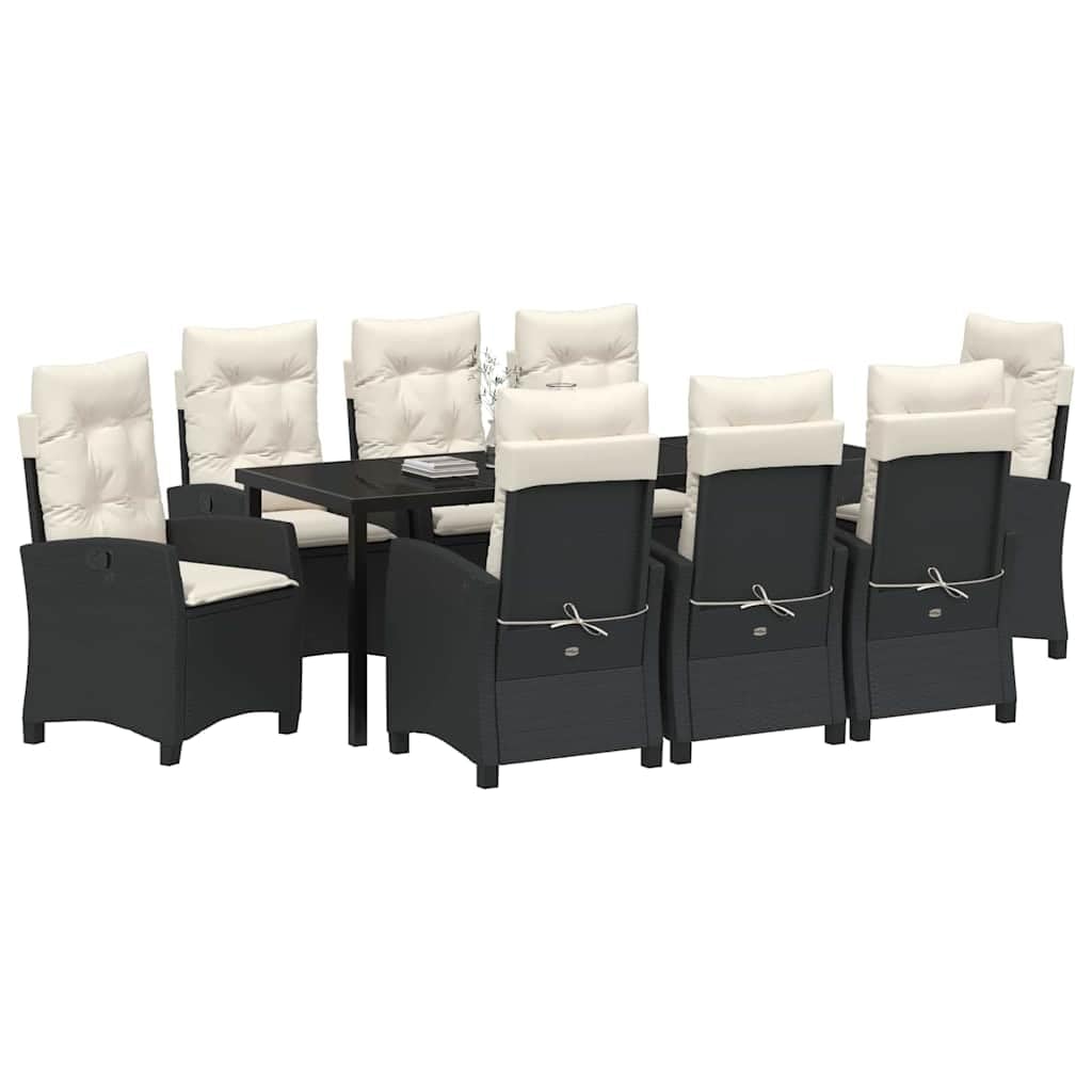 vidaXL Garten Essgruppe Schwarz Poly-Rattan 9 Stk.
