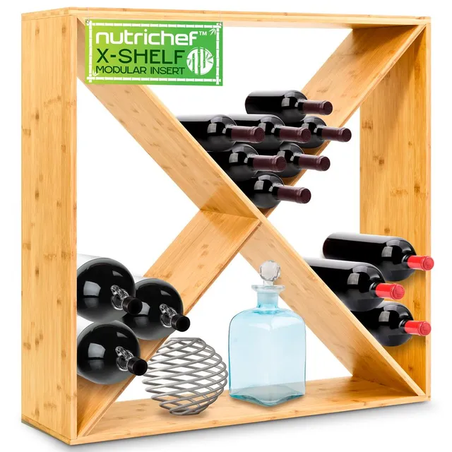 Serenelife Storage Weinregal Bambus Natur für 24 Flaschen