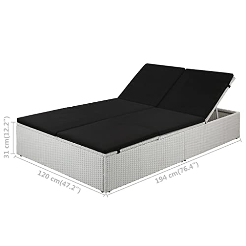 vidaXL Sonnenliege Poly Rattan schwarz mit Auflage Doppelliege