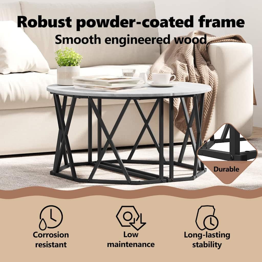 vidaXL Couchtisch Sonoma-Grau 80x80x42 cm Wohnzimmertisch