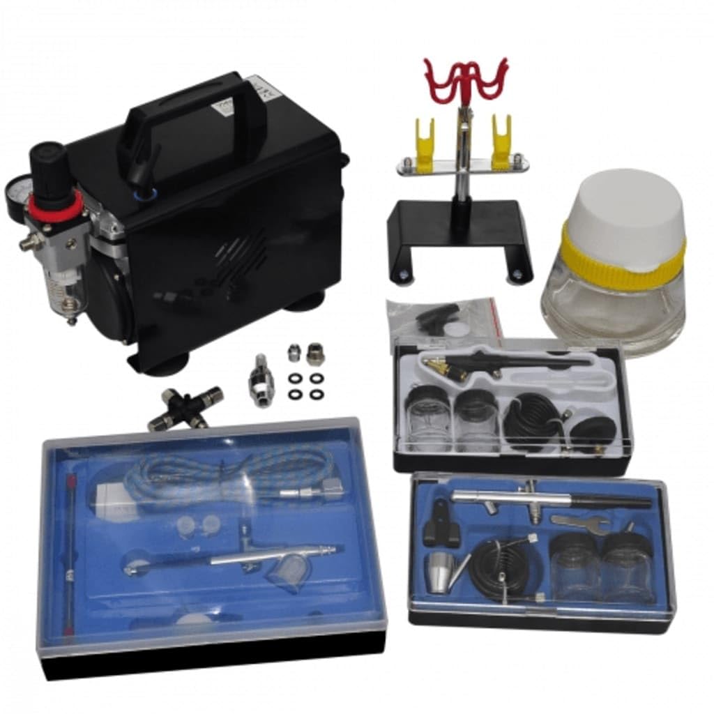 vidaXL Profi Airbrush Komplett-Set mit 3 Pistolen ölfrei