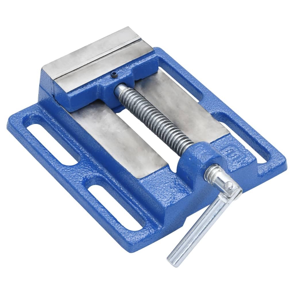 vidaXL Heimwerkerbedarf Maschinenschraubstock 76 mm Blau Gusseisen