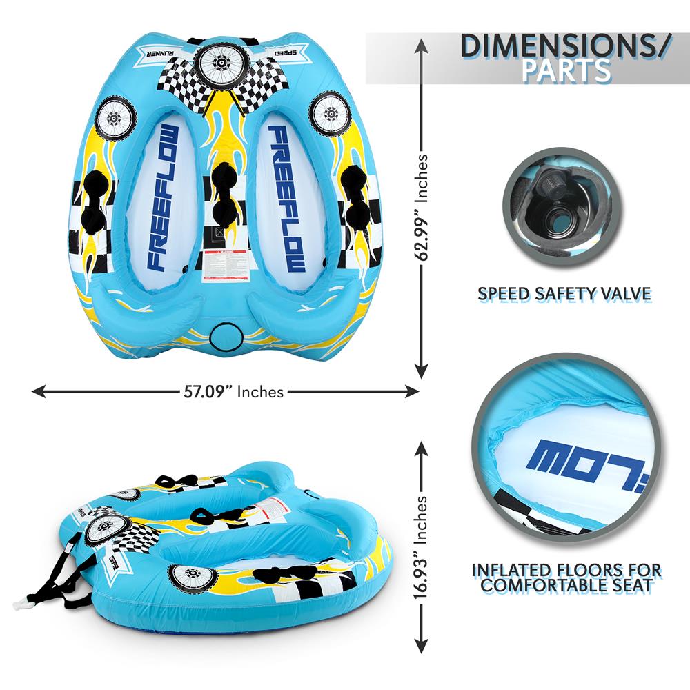 Serenelife Pool Set Towable Tube 2 Personen Blau PVC