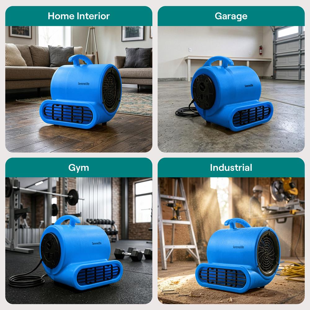 Serenelife Portable AC Air Mover Gebläse Blau 3 Stufen