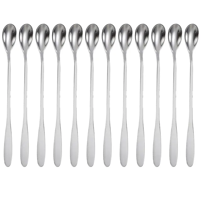 Intirilife Dessertlöffel Edelstahl 19 cm 12er Set lang silber