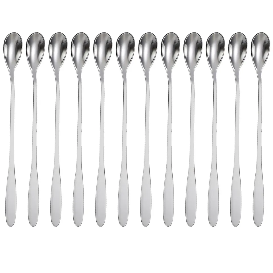 Intirilife Dessertlöffel Edelstahl 19 cm 12er Set lang silber