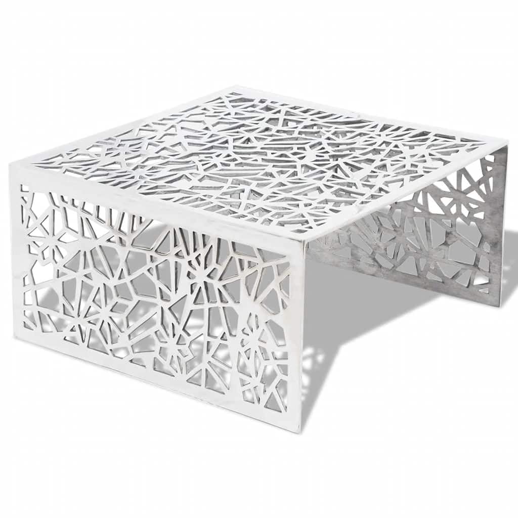 vidaXL Möbel Couchtisch Aluminium silbern 69x69x35 cm Lochmuster