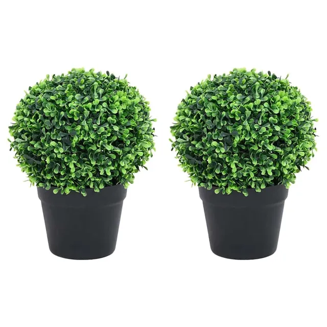 vidaXL Künstliche Buchsbäume Kugel Grün 2er-Set