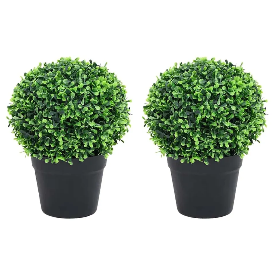 vidaXL Künstliche Buchsbäume Kugel Grün 2er-Set
