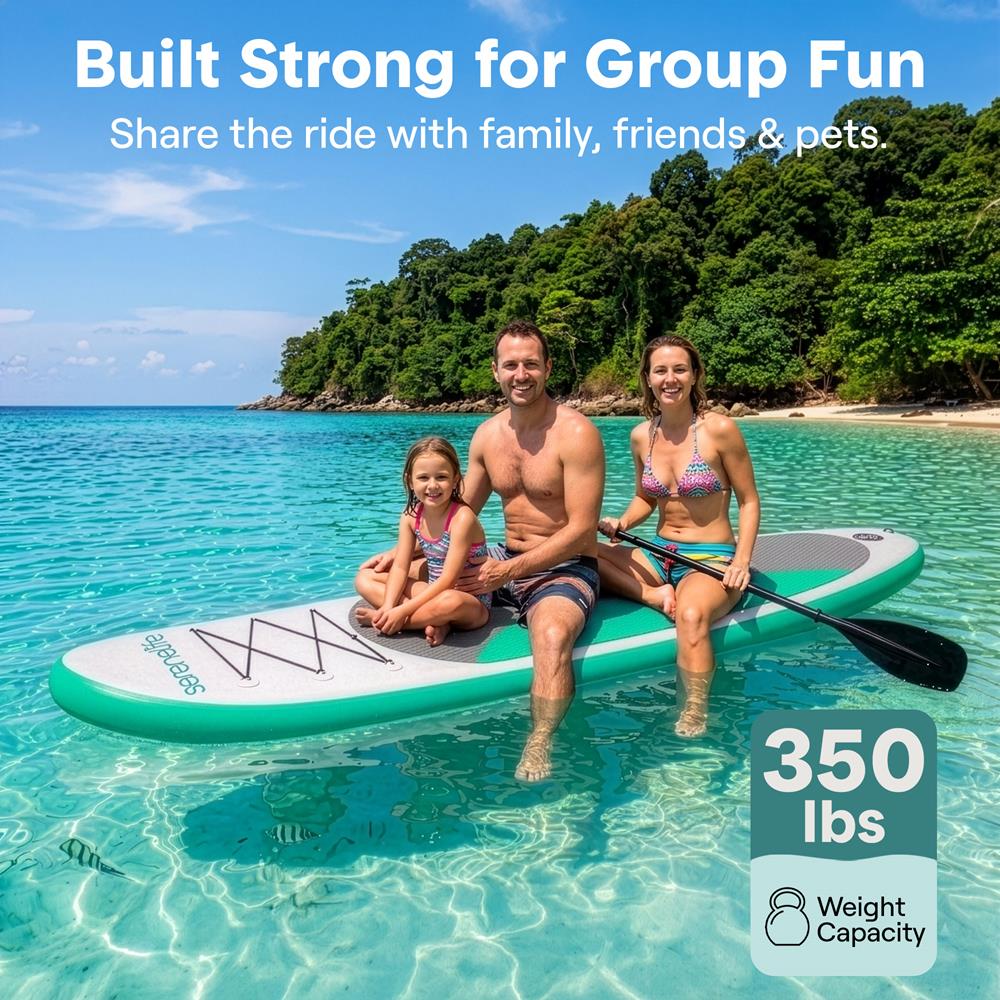 Serenelife SUP Board aufblasbar Schwarz Komplettset