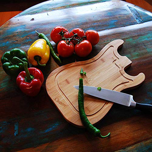 Mikamax Schneidebrett Gitarre Bambus Groß 38x25 cm Küche