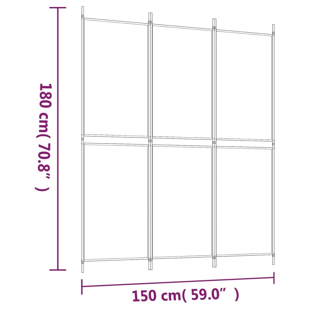 vidaXL Paravent 3-tlg. 150x180 cm Stoff weiß