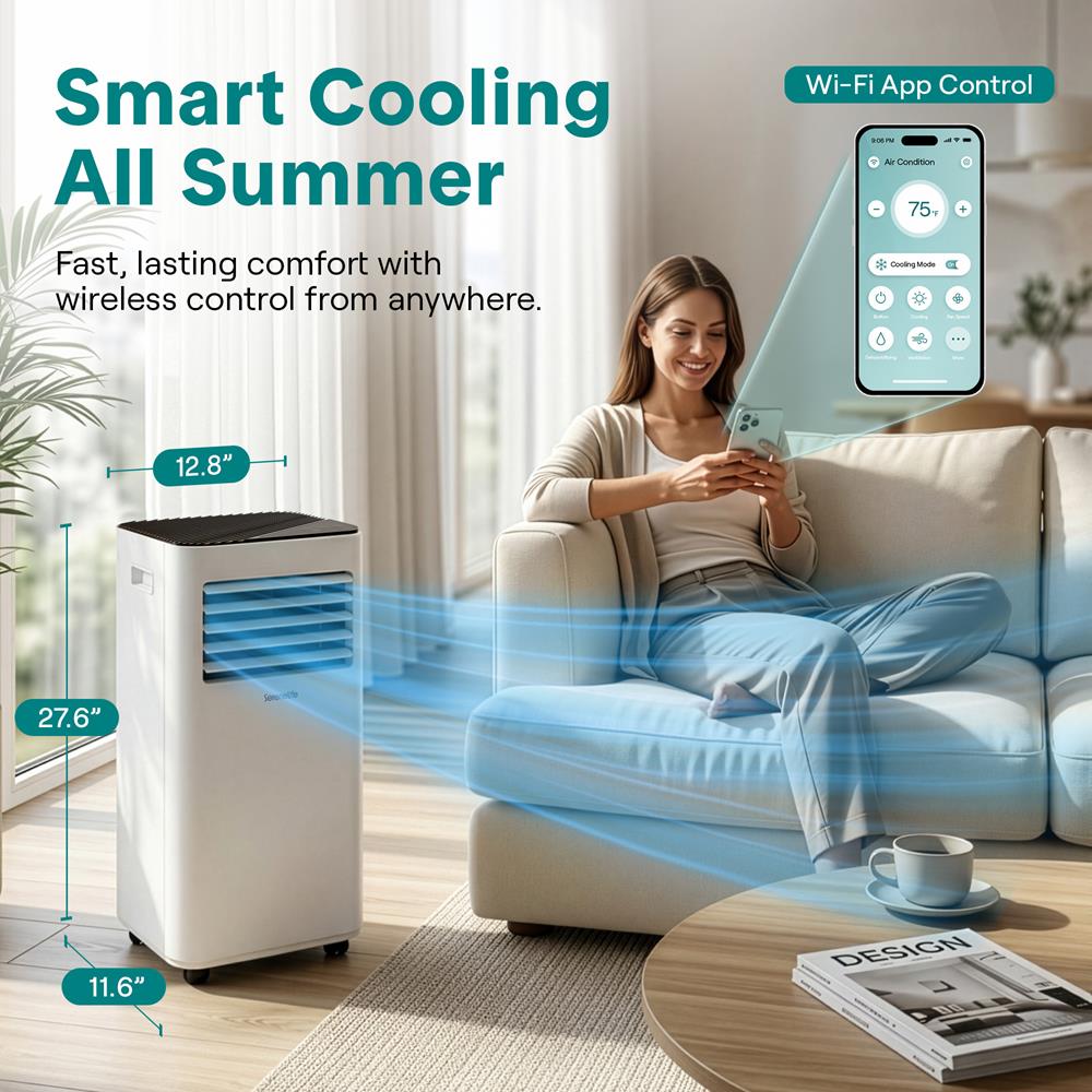 Serenelife Portable AC mobile Klimaanlage 10000 BTU Weiß WiFi