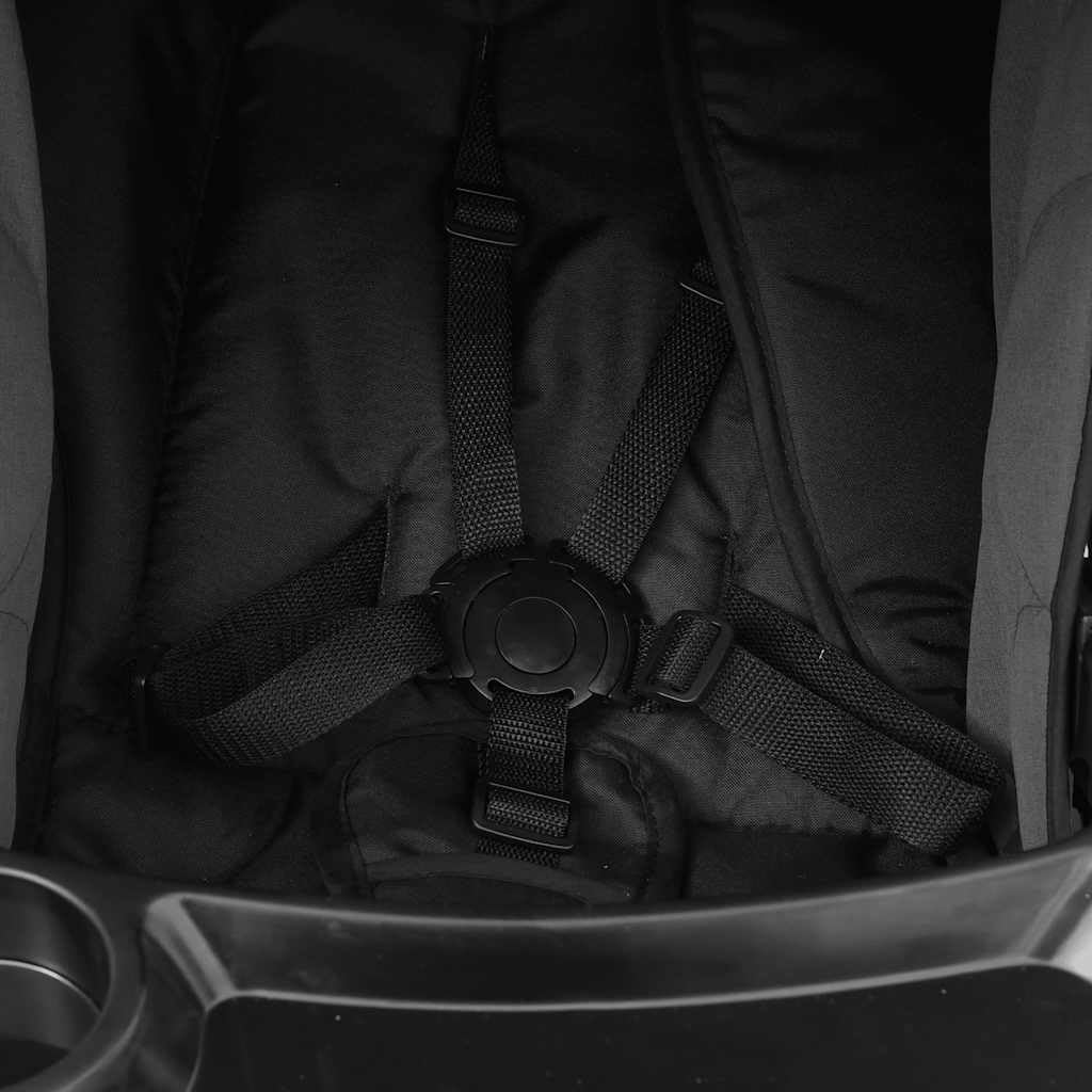 vidaXL Baby Kinderwagen 2-in-1 Buggy Dunkelgrau Stahl Klappbar