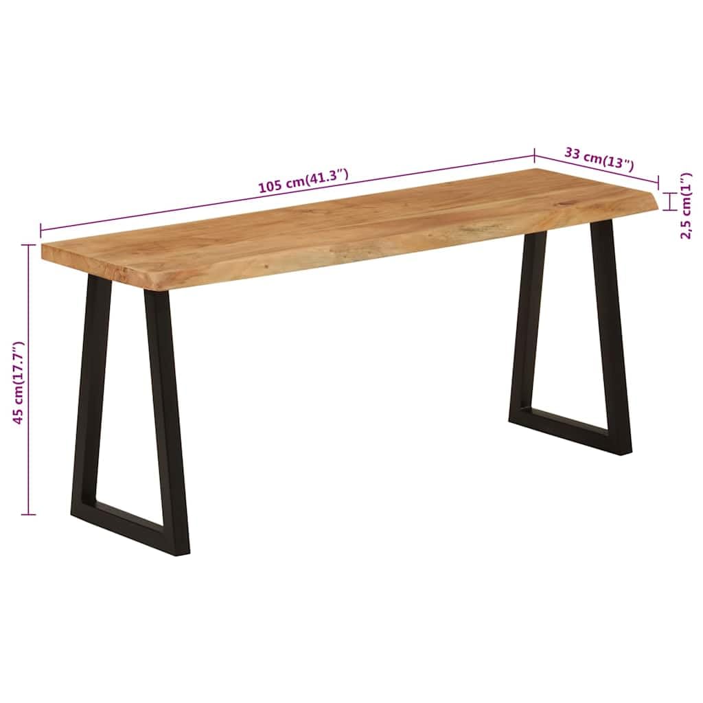 vidaXL Heim & Garten Bank Baumkante 105 cm Akazie Schwarz
