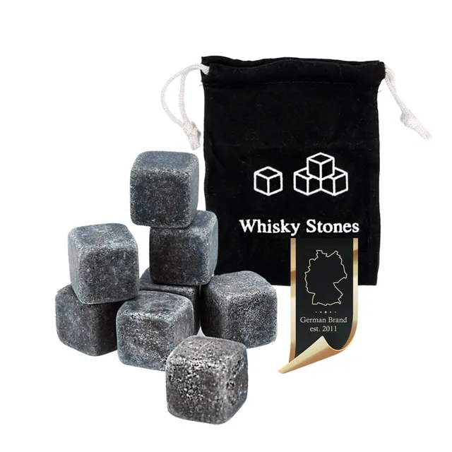 Intirilife Whisky Steine Granit grau 9 Stück 2x2 cm