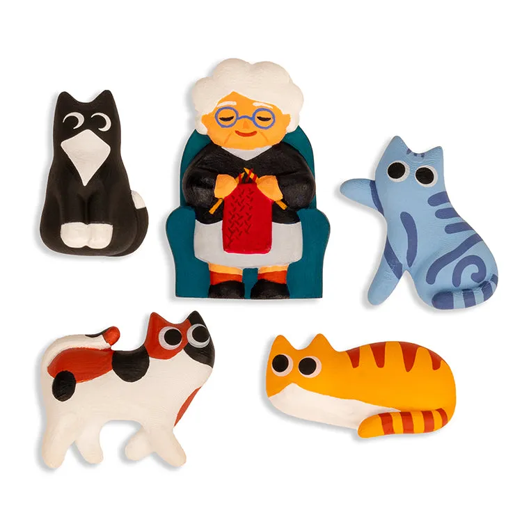 Kikkerland Home Cat Lady Magnete 5er Set Katzenmotiv