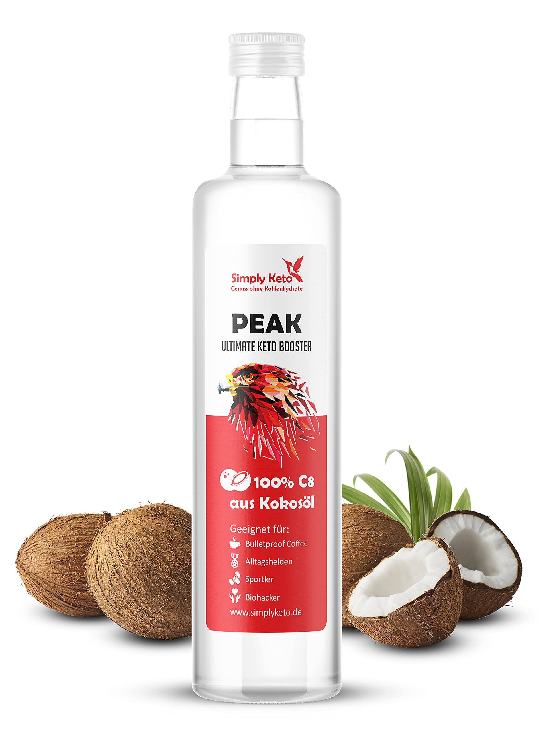 Simply Keto Peak C8 MCT Öl 500ml Kokos geschmacksneutral
