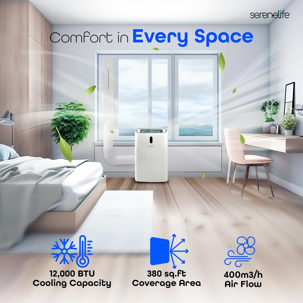 Serenelife Portable AC 12000 BTU Klimagerät Weiß Entfeuchter
