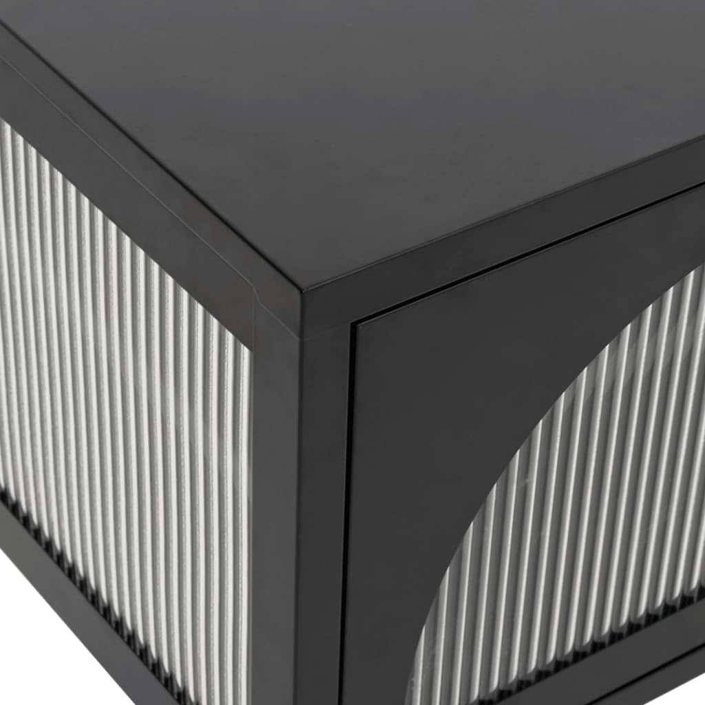 vidaXL TV-Schrank 105x35x50 cm Glas Stahl Schwarz Riffelglas