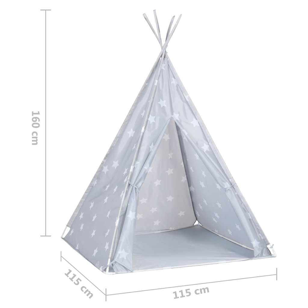 vidaXL Spielzeuge Spiele Kinder Tipi-Zelt Grau Polyester 115x115x160
