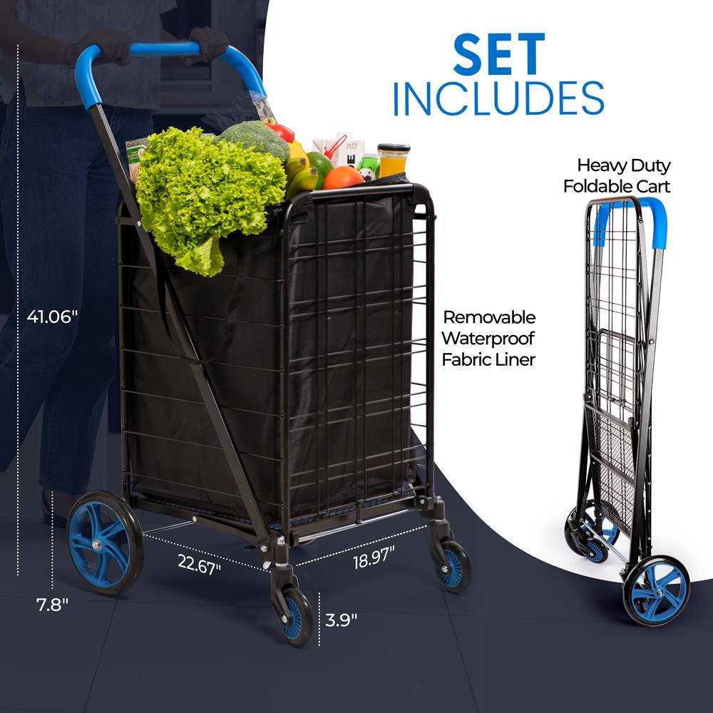 Serenelife Storage Einkaufswagen faltbar 50 kg mit Tasche