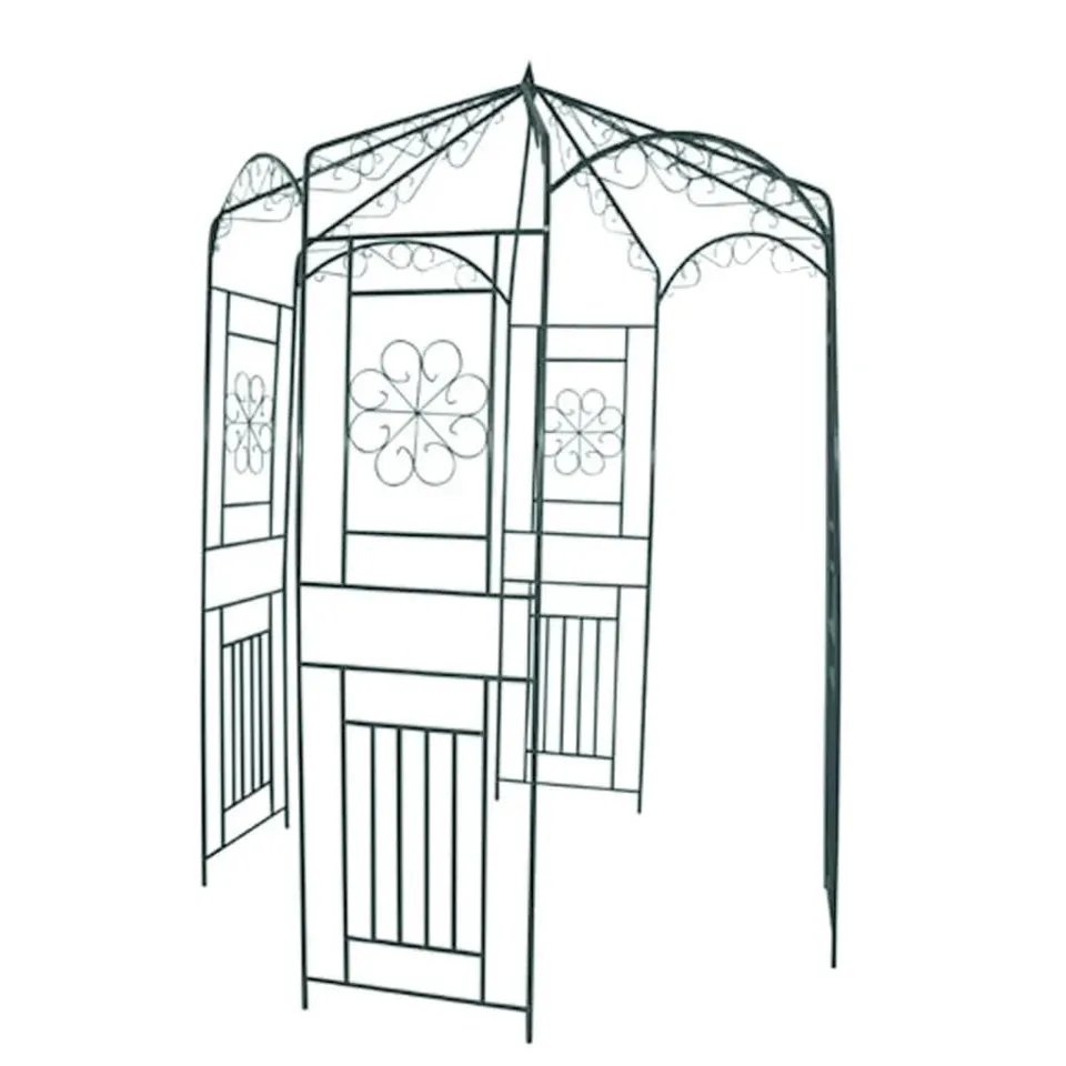vidaXL Rosenpavillon 250 cm Schmiedeeisen dunkelgrün Rankhilfe