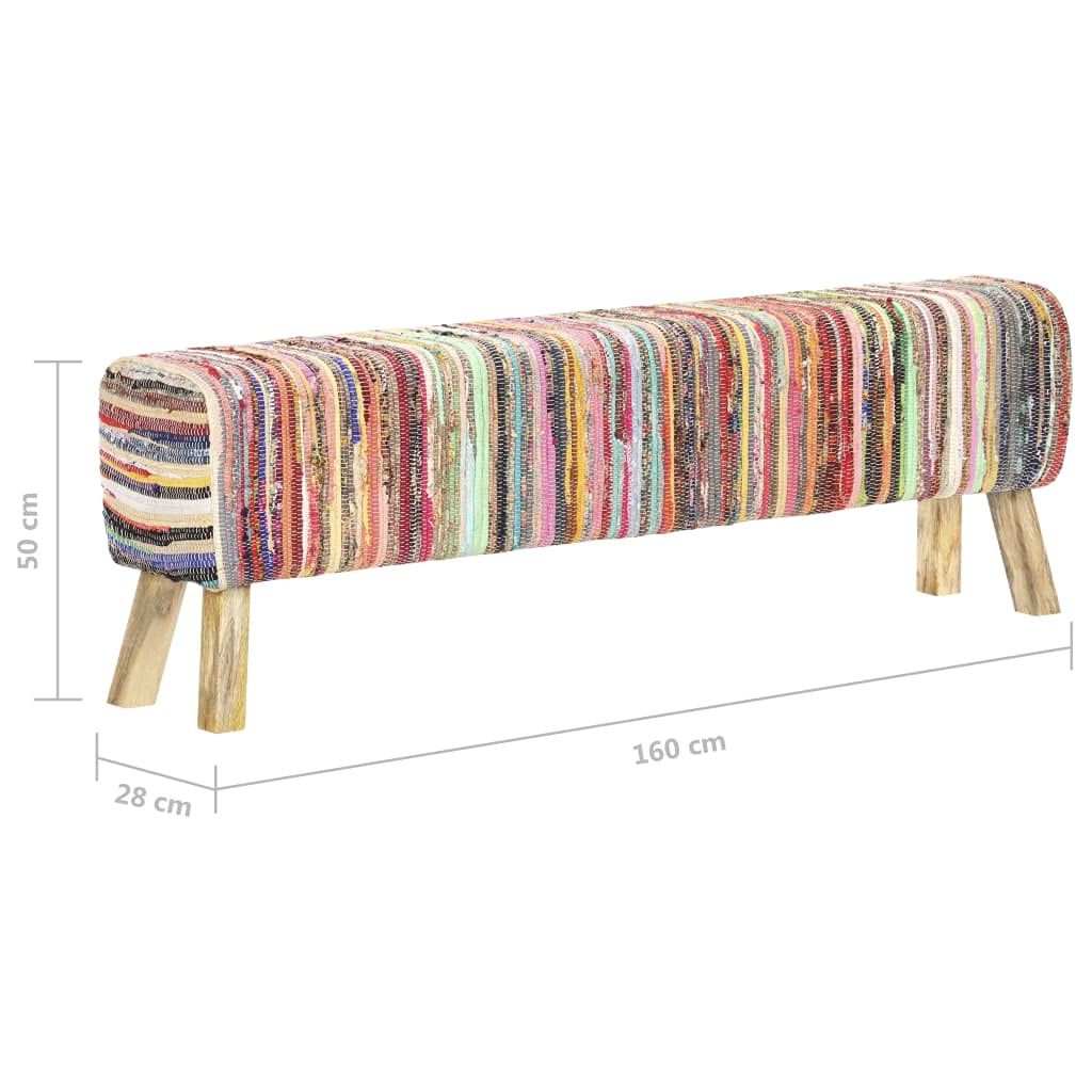 vidaXL Bank Sitzbank 160cm Mehrfarbig Chindi-Stoff Mango