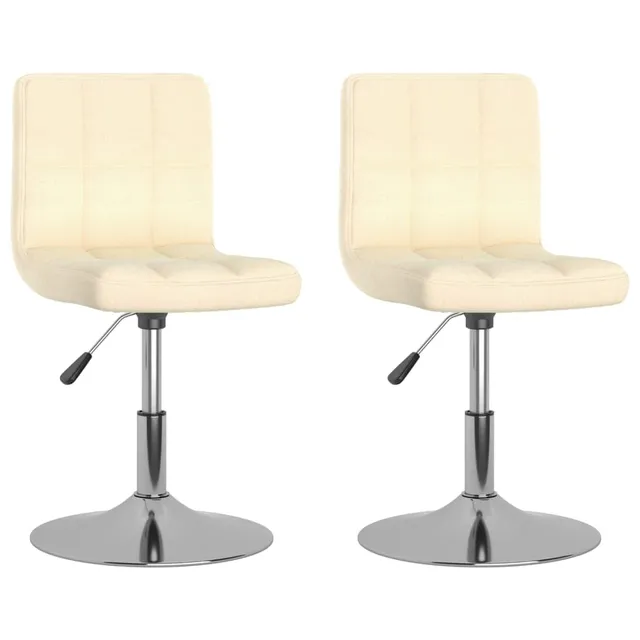 vidaXL Esszimmerstühle 2x drehbar höhenverstellbar Creme Stoff