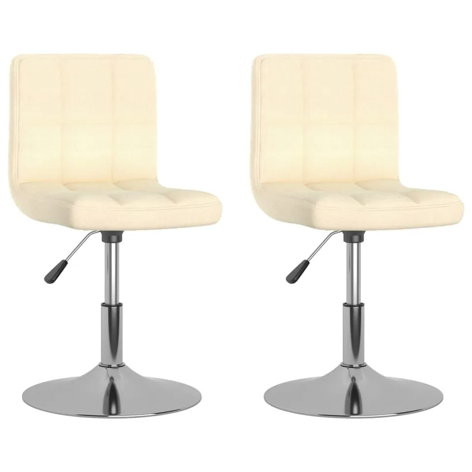 vidaXL Esszimmerstühle 2x drehbar höhenverstellbar Creme Stoff